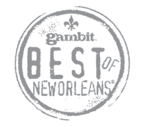 - Paris Parker Aveda Salons and Spas - Baton Rouge, New Orleans, Mandeville, LA A circular logo with the words "gambit BEST OF NEW ORLEANS," a fleur-de-lis symbol at the top, and subtle nods to beauty services like balayage and haircut woven into the design. - Paris Parker Aveda Salons and Spas - Baton Rouge, New Orleans, Mandeville, LA